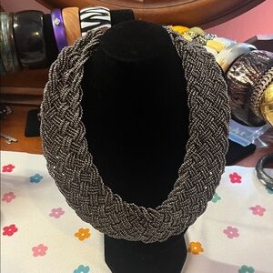 Vintage Silver Tone Seed Bead Collar